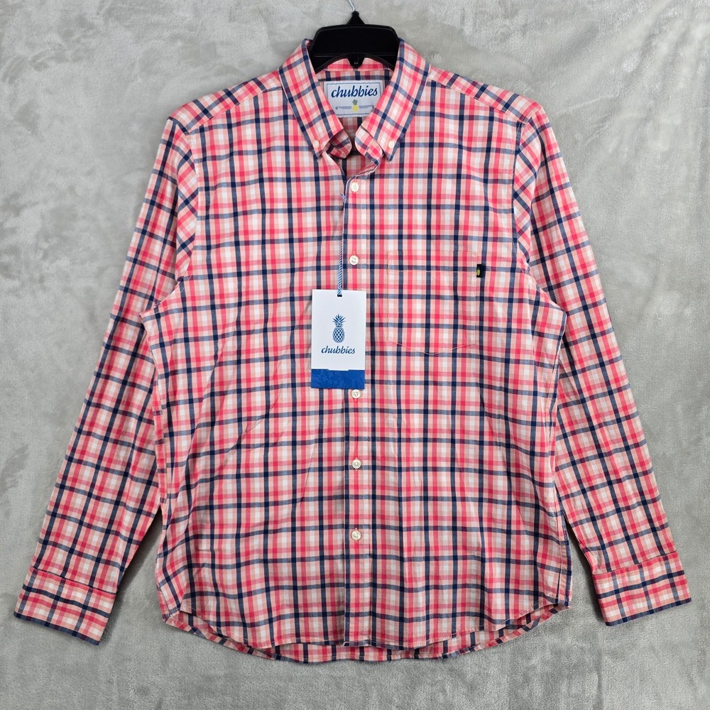 Chubbies The Leave It To Sleaver‎ SS Slim Fit Popover Shirt Plaid Medium New